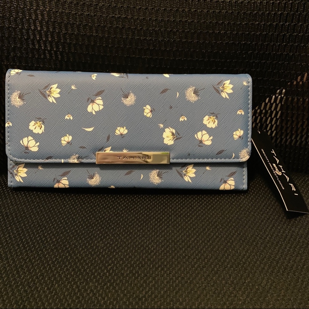 NWT Tahari Blue Floral Wallet